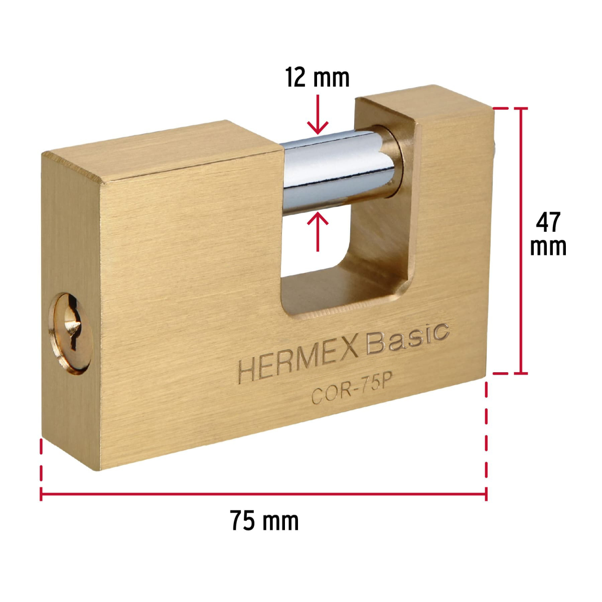 CANDADO ANTIPALANCA 75 MM LATÓN HERMEX BASIC COR-75P - 2