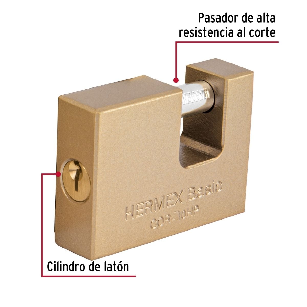 CANDADO ANTIPALANCA 70 MM HIERRO HERMEX BASIC COR-70HP - 2