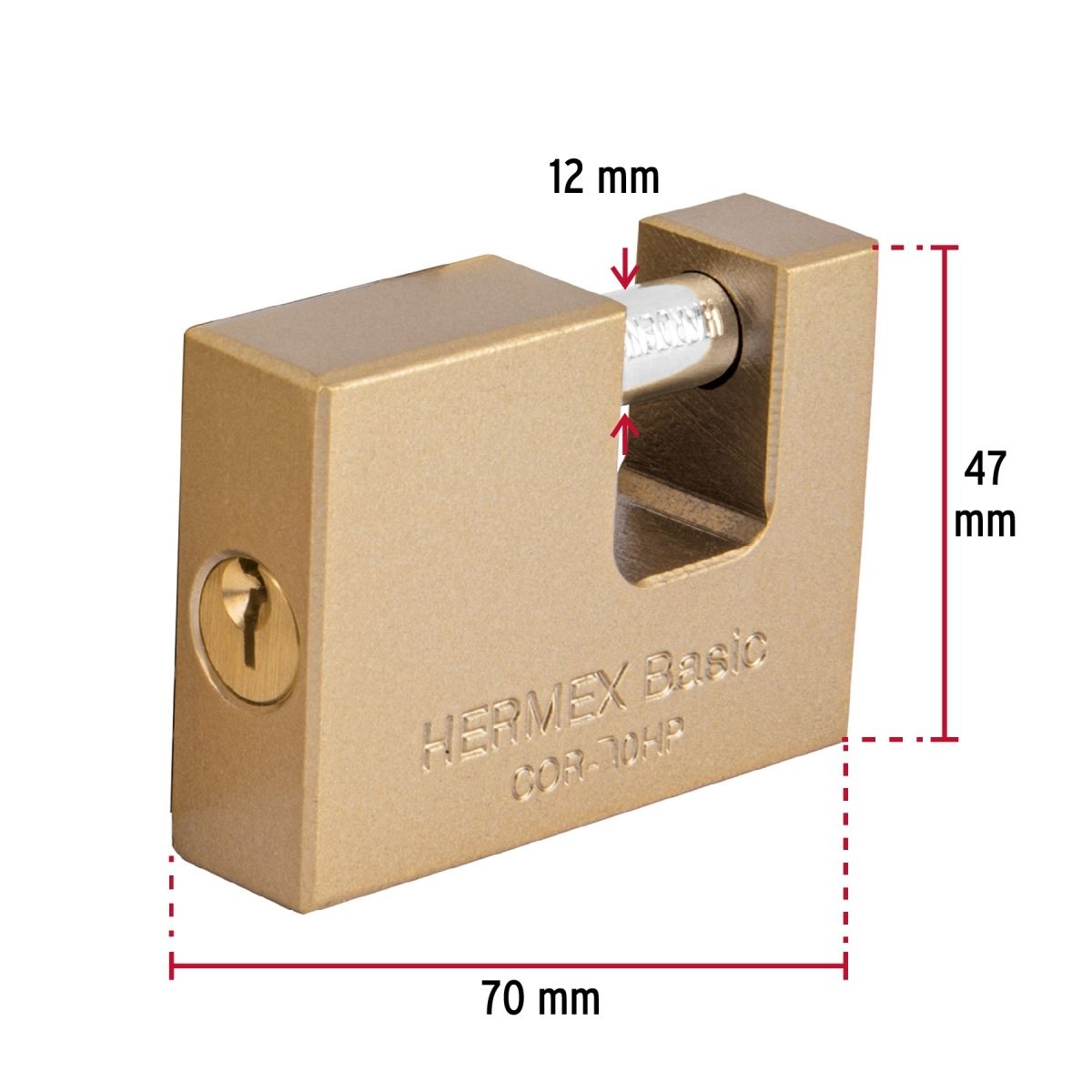 CANDADO ANTIPALANCA 70 MM HIERRO HERMEX BASIC COR-70HP - 3