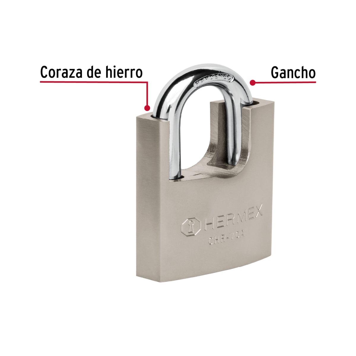 CANDADO ACORAZADO 70 MM ANTIGANZÚA HERMEX CHR-70A - 3