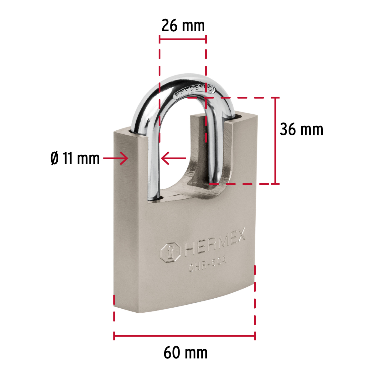CANDADO ACORAZADO 60 MM ANTIGANZÚA HERMEX CHR-60A - 2