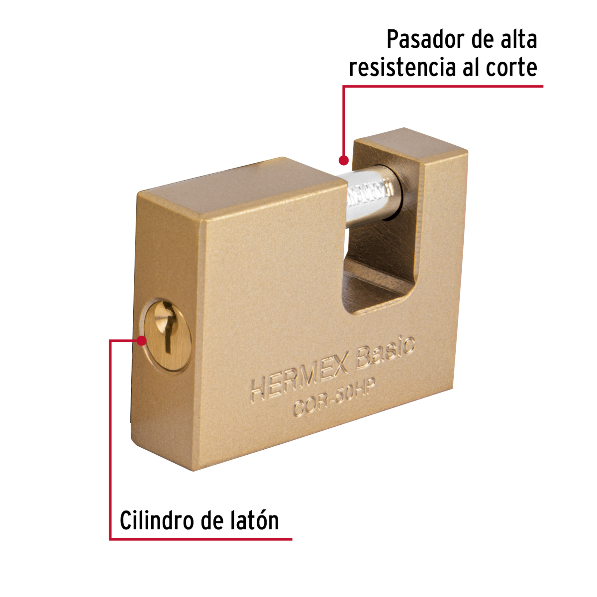 CANDADO ANTIPALANCA 50 MM HIERRO HERMEX BASIC COR-50HP - 2