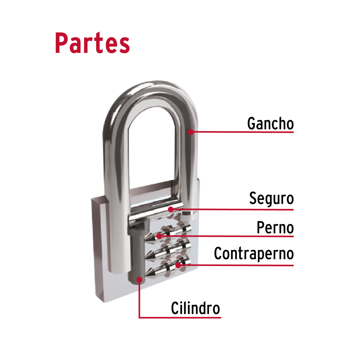 CANDADO DE HIERRO 45 MM ARCO LARGO HERMEX CH-45L - 3
