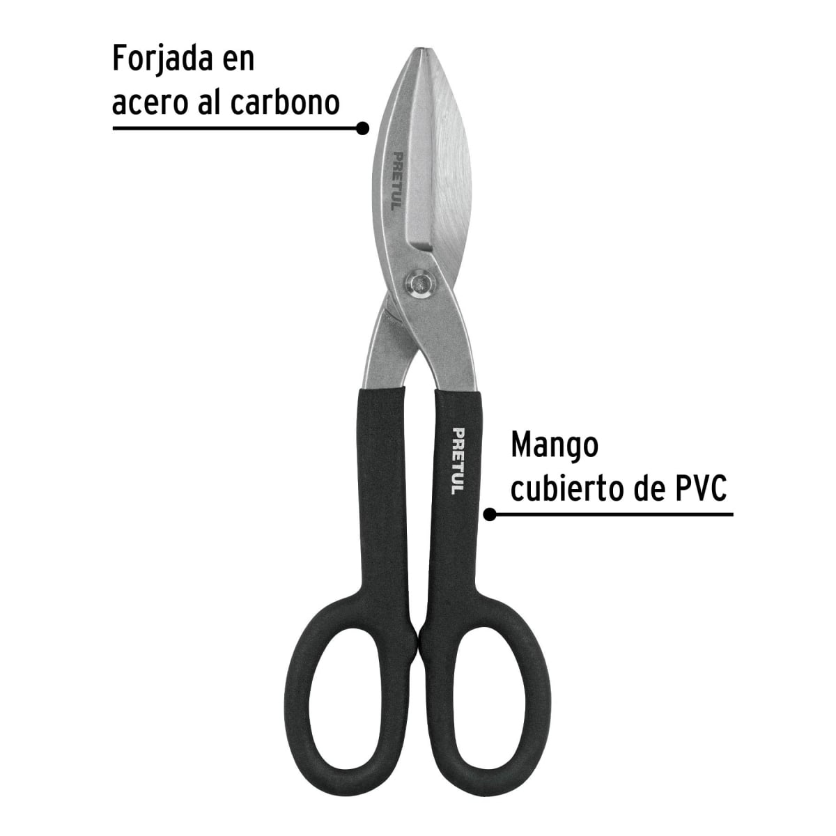 TIJERA PARA HOJALATERO 12' ACERO AL CARBONO PRETUL TH-12P - 3