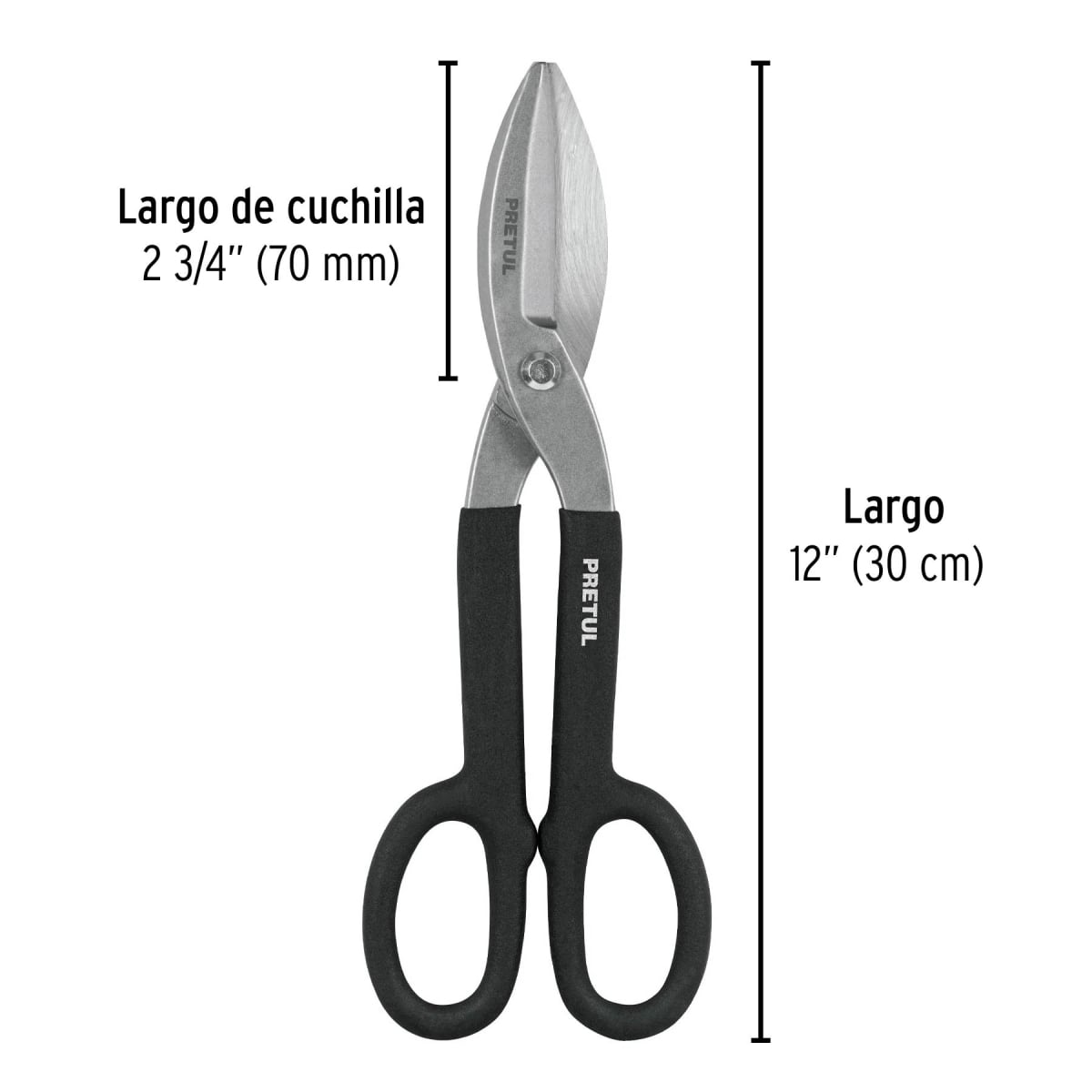 TIJERA PARA HOJALATERO 12' ACERO AL CARBONO PRETUL TH-12P - 4