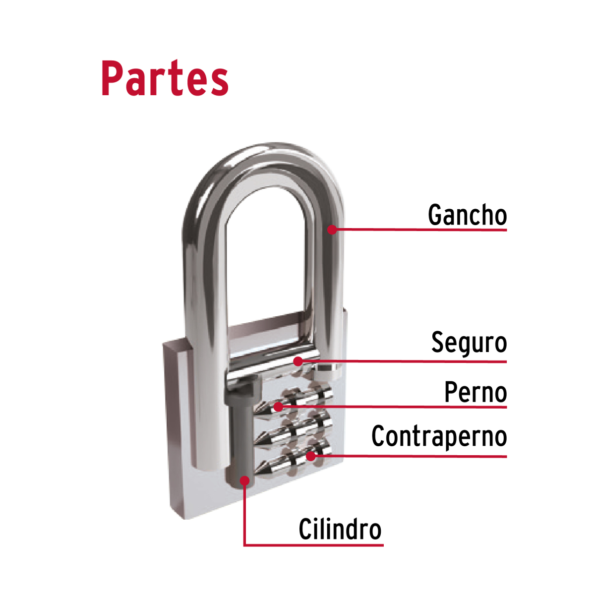CANDADO DE HIERRO 32 MM ARCO LARGO HERMEX CH-32L - 3