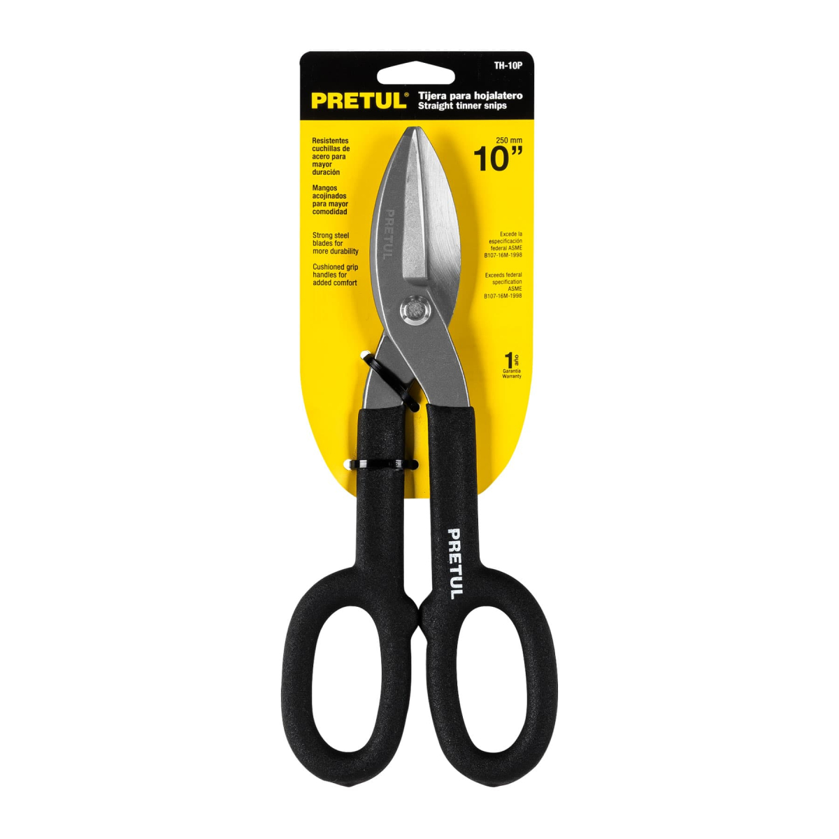 TIJERA PARA HOJALATERO 10' ACERO AL CARBONO PRETUL TH-10P - 2