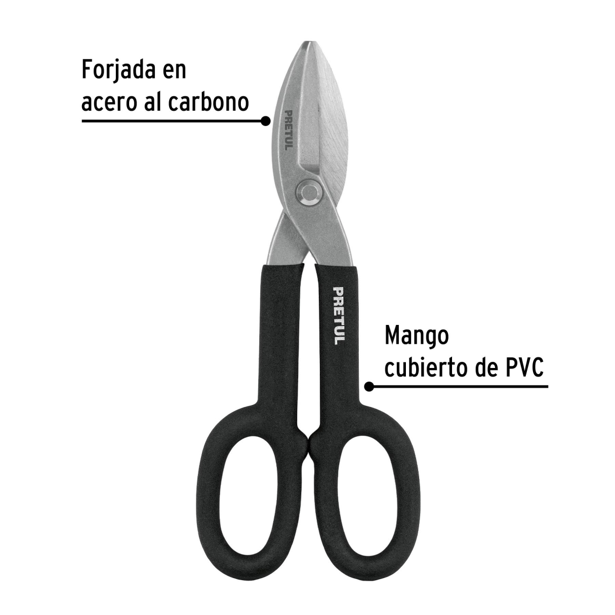 TIJERA PARA HOJALATERO 10' ACERO AL CARBONO PRETUL TH-10P - 3