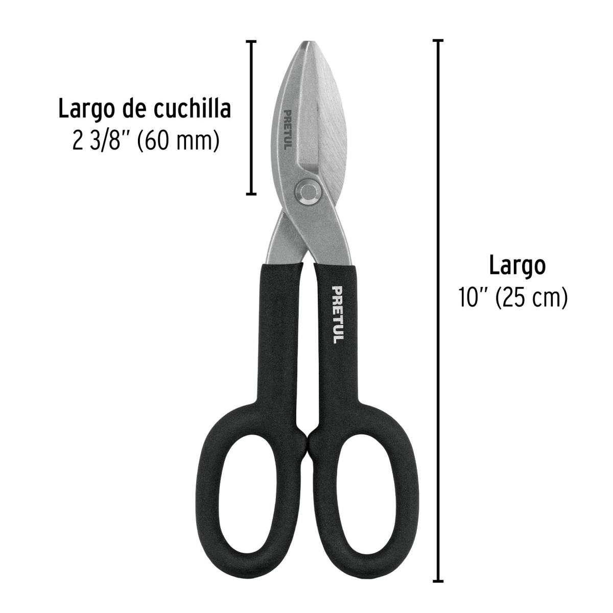 TIJERA PARA HOJALATERO 10' ACERO AL CARBONO PRETUL TH-10P - 4
