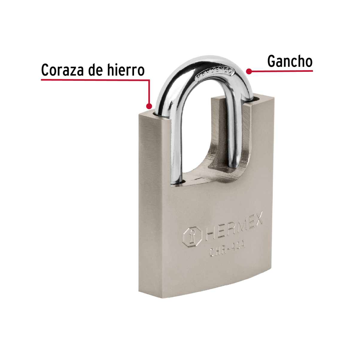 CANDADO ACORAZADO 40 MM ANTIGANZÚA HERMEX CHR-40A - 3