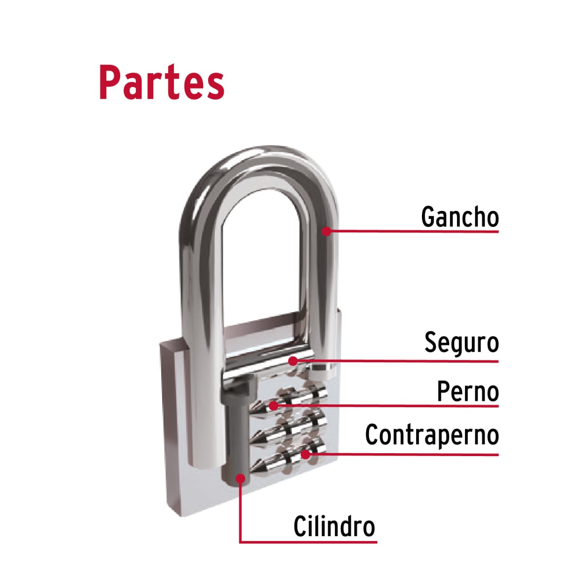 CANDADO DE HIERRO 63 MM ARCO CORTO HERMEX CH-63 - 3