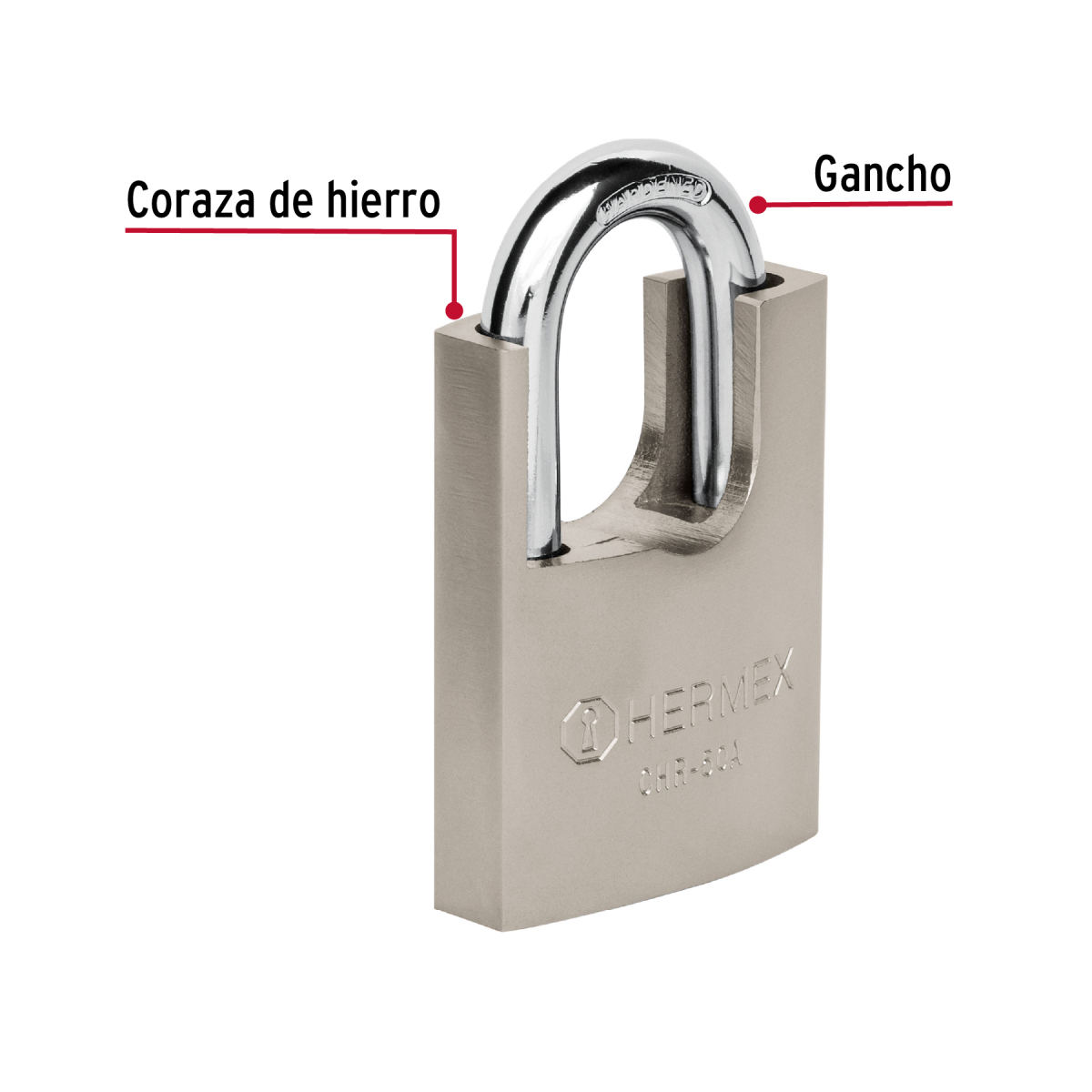 CANDADO ACORAZADO 50 MM ANTIGANZÚA HERMEX CHR-50A - 3