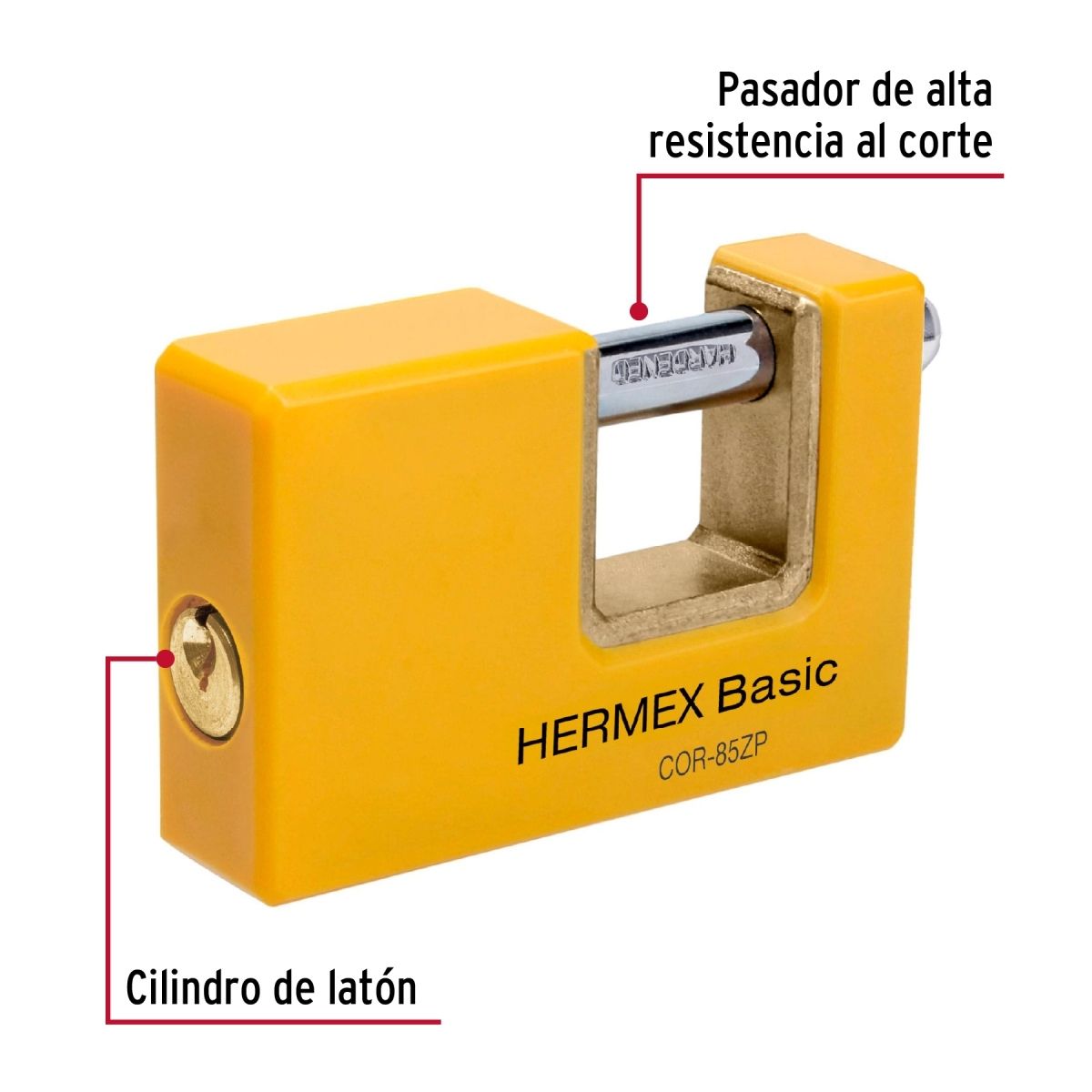 CANDADO ANTIPALANCA 85 MM METÁLICO HERMEX BASIC COR-85ZP - 2