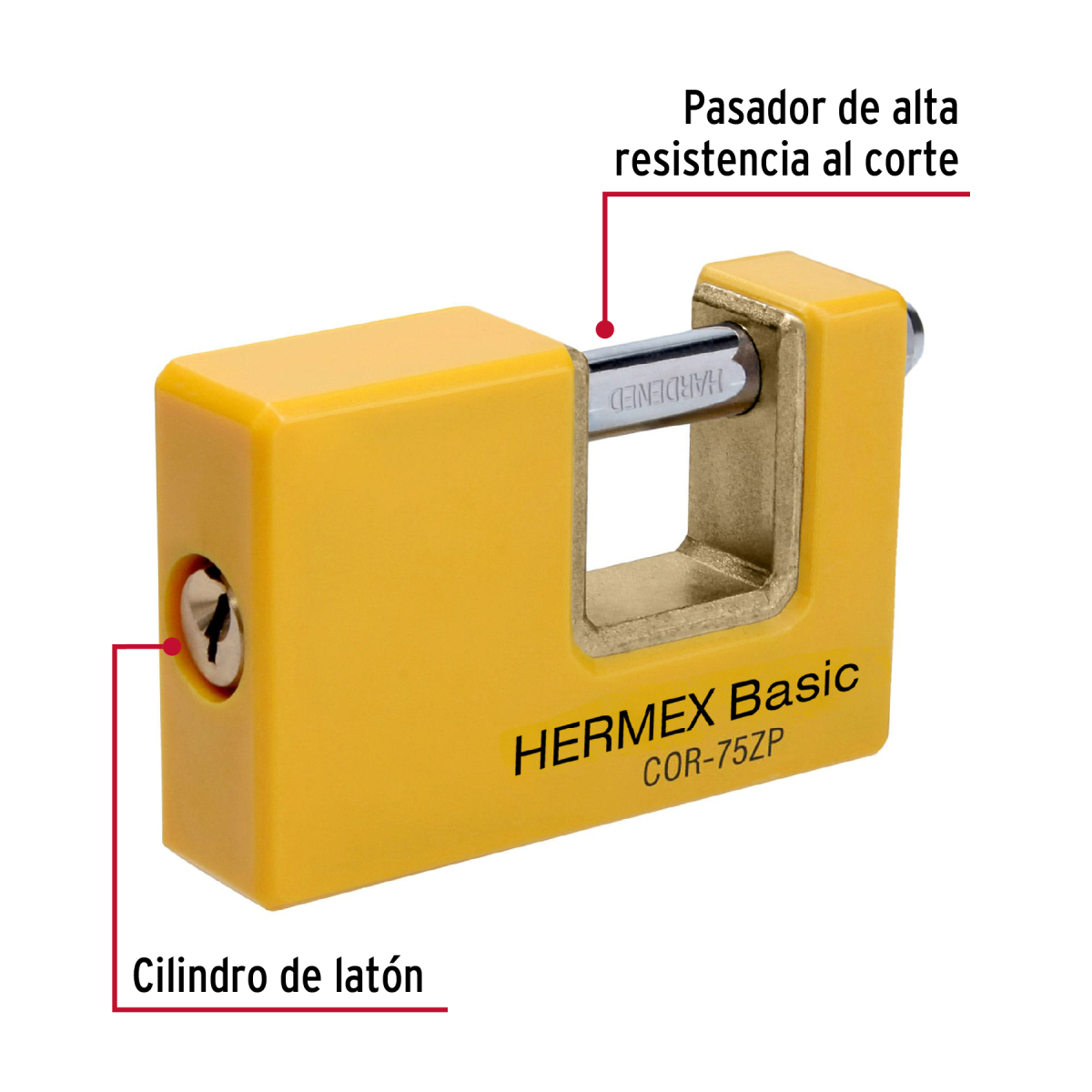 CANDADO ANTIPALANCA 75 MM METÁLICO HERMEX BASIC COR-75ZP - 3