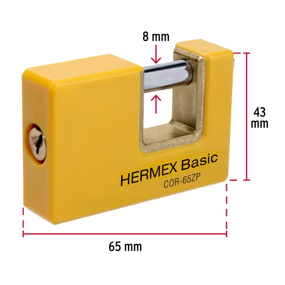 CANDADO ANTIPALANCA 65 MM METÁLICO HERMEX BASIC COR-65ZP - 2