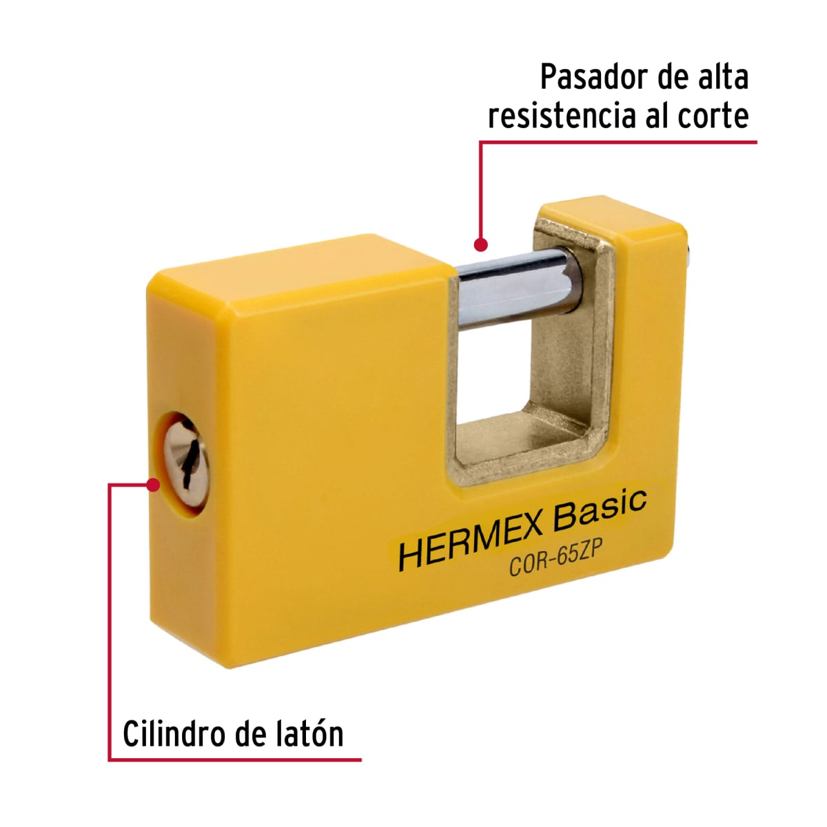 CANDADO ANTIPALANCA 65 MM METÁLICO HERMEX BASIC COR-65ZP - 3