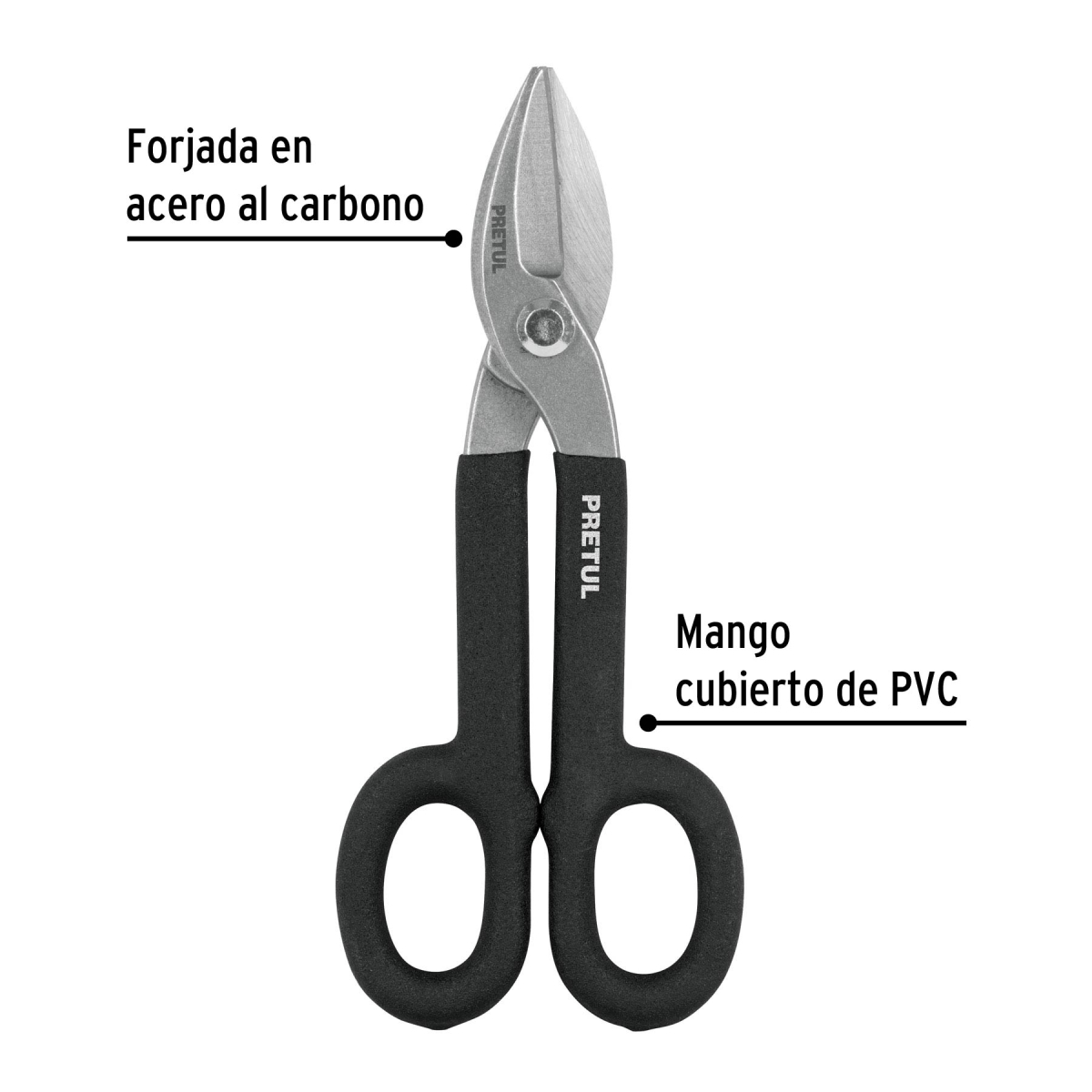 TIJERA PARA HOJALATERO 8' ACERO AL CARBONO PRETUL TH-8P - 3
