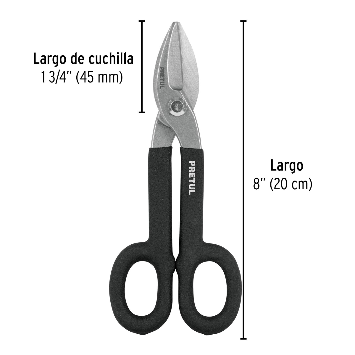 TIJERA PARA HOJALATERO 8' ACERO AL CARBONO PRETUL TH-8P - 4