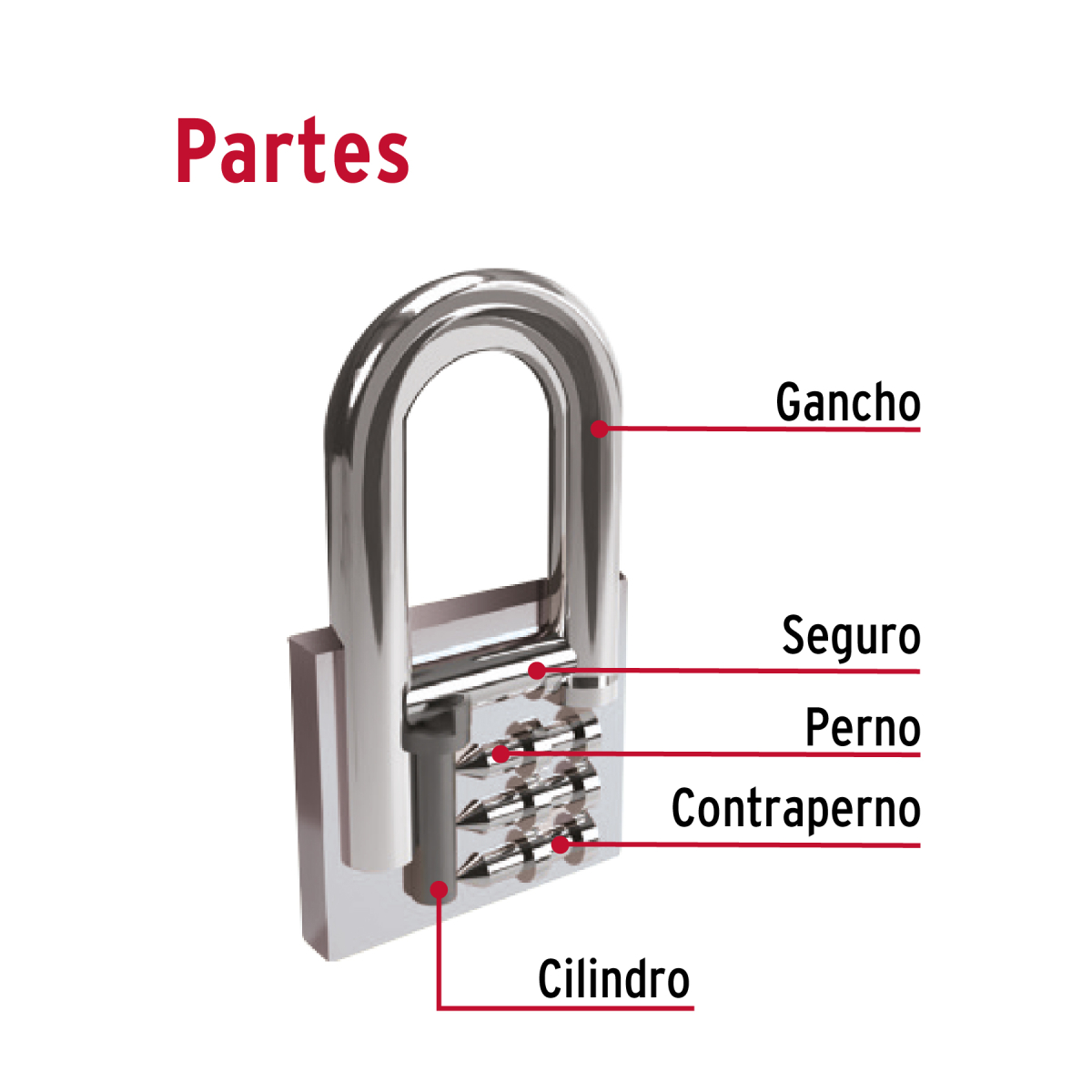 CANDADO DE HIERRO 50 MM ARCO CORTO HERMEX CH-50 - 3