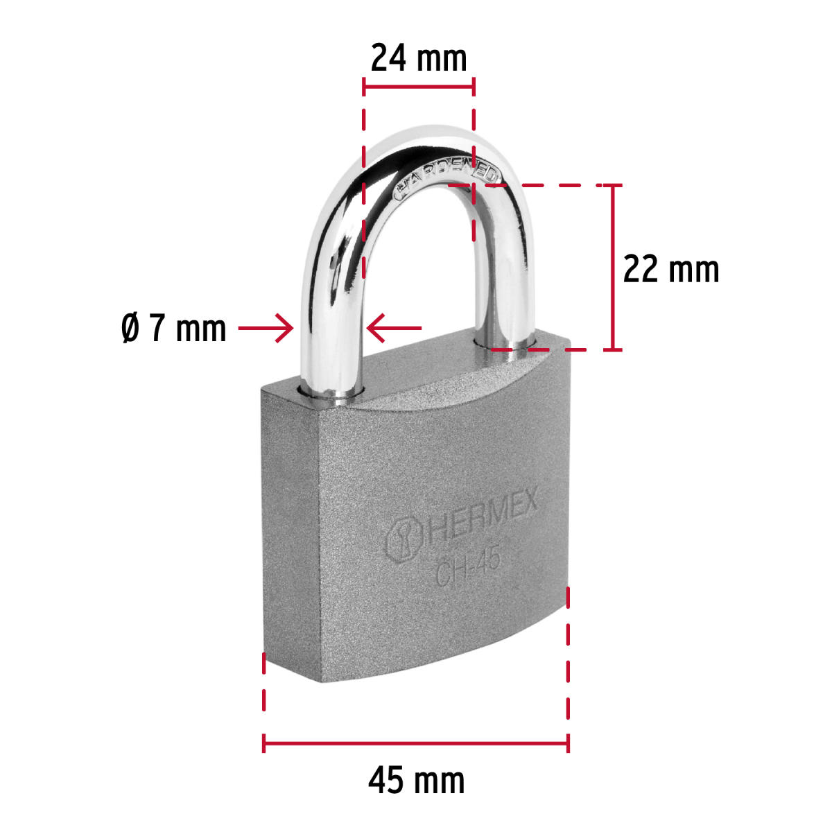 CANDADO DE HIERRO 45 MM ARCO CORTO HERMEX CH-45 - 2