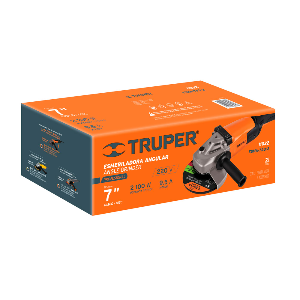 AMOLADORA PROFESIONAL 7' DE 2100 W 220 V TRUPER - 4