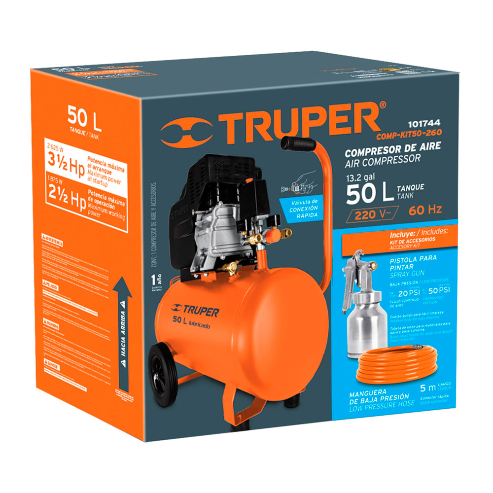 KIT DE COMPRESORA 50 L 220V/60 HZ PIPI-420 Y MANGUERA TRUPER - 4