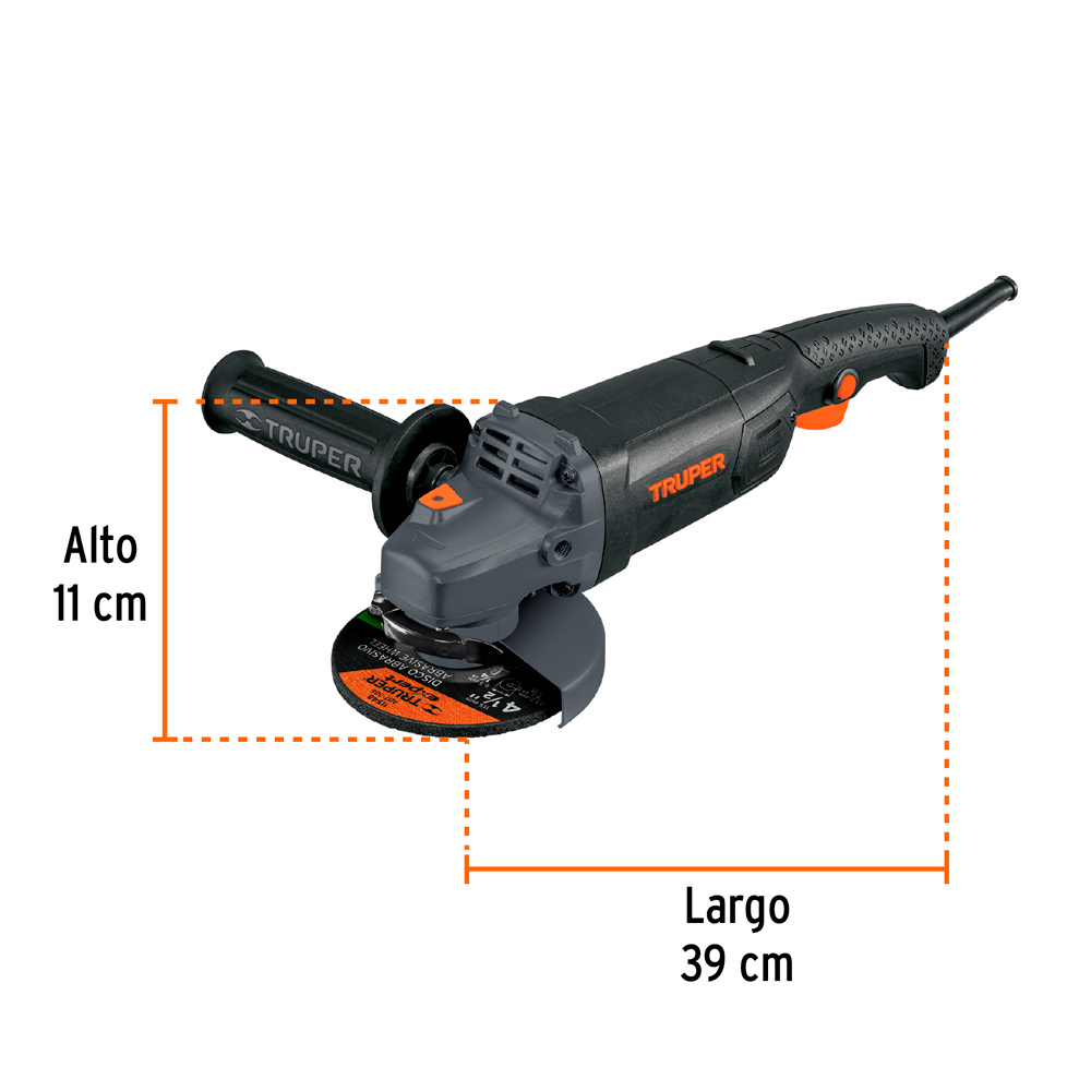 AMOLADORA INDUSTRIAL 4-1/2' 1250 W 220 V TRUPER - 3