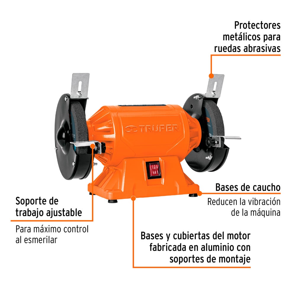 AMOLADORA DE BANCO 6' 1/2 HP 220 V TRUPER - 2