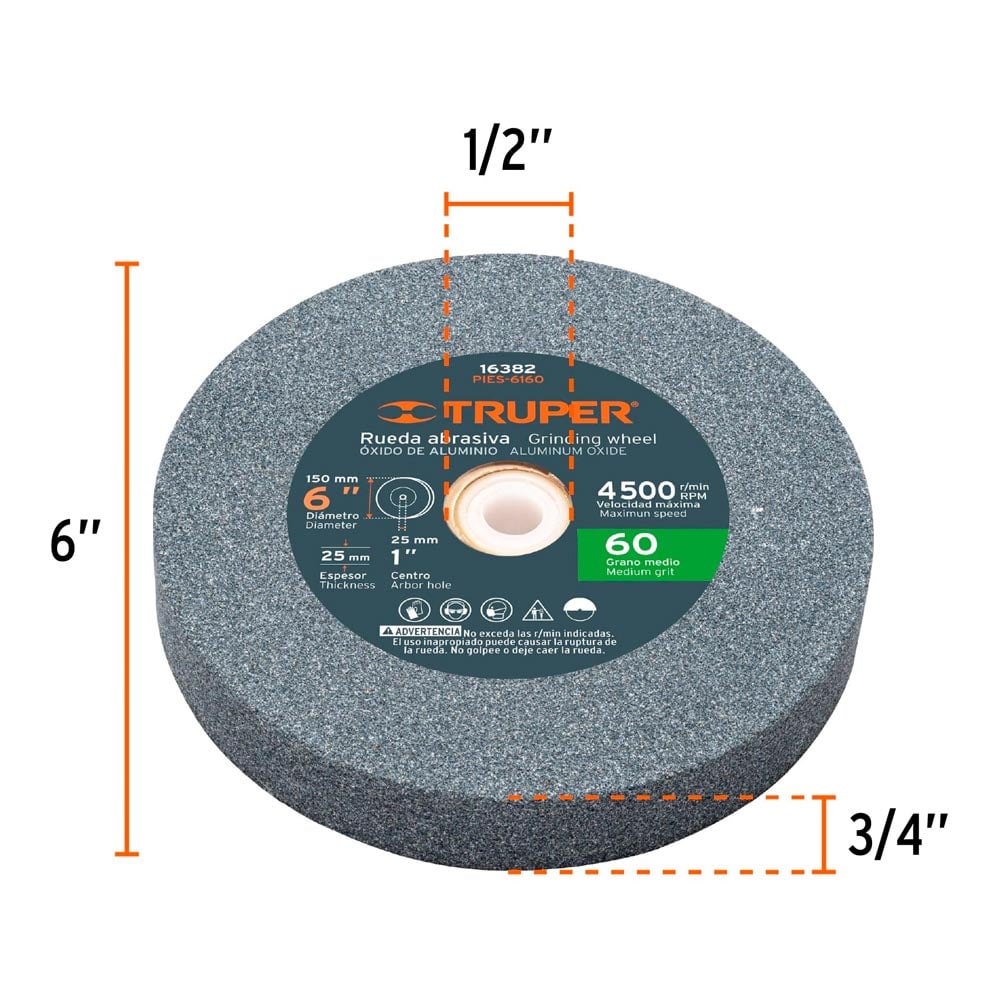 AMOLADORA DE BANCO 6' 1/2 HP 220 V TRUPER - 3