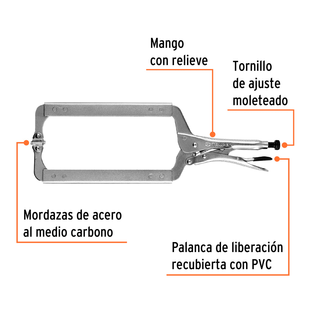 ALICATE DE PRESIÓN 18' TIPO 'C' CON MORDAZA AUTOAJUSTABLE - 2