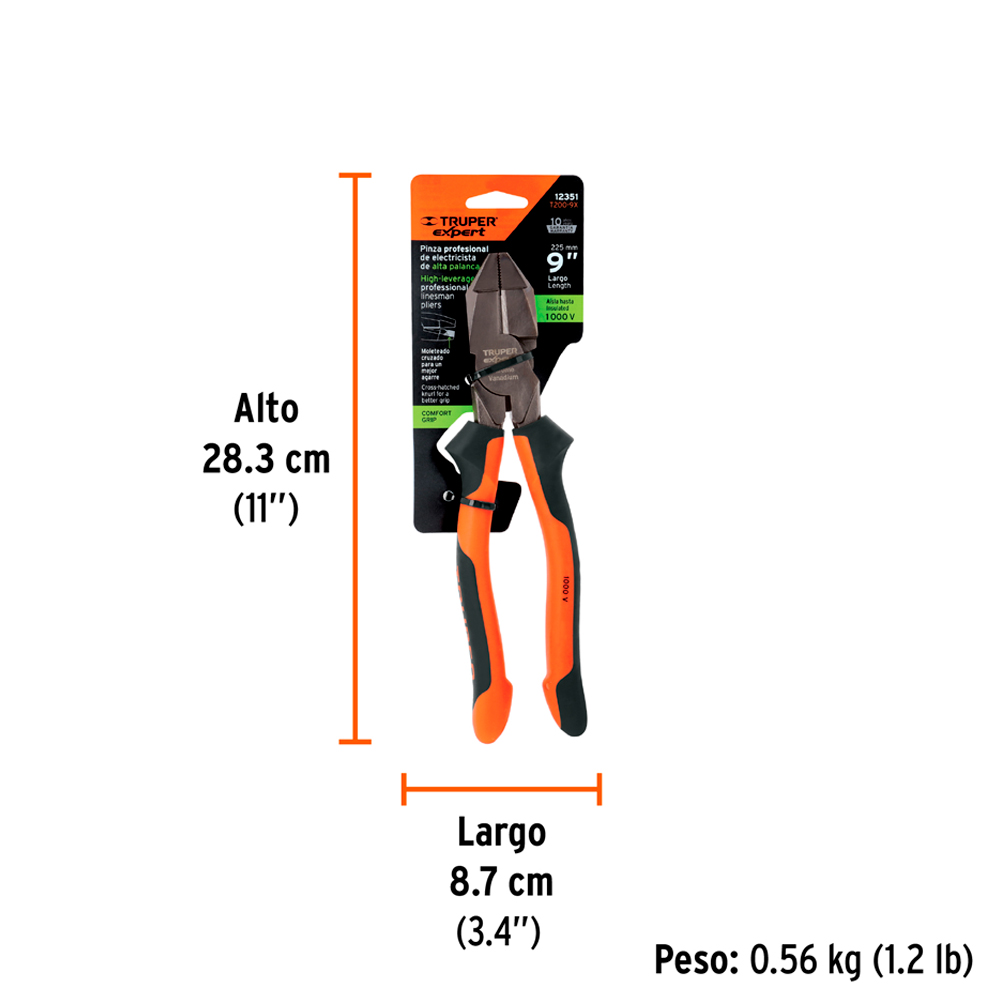 ALICATE UNIVERSAL PROFESIONAL 9' MANGO COMFORT GRIP TRUPER EXPERT - 5