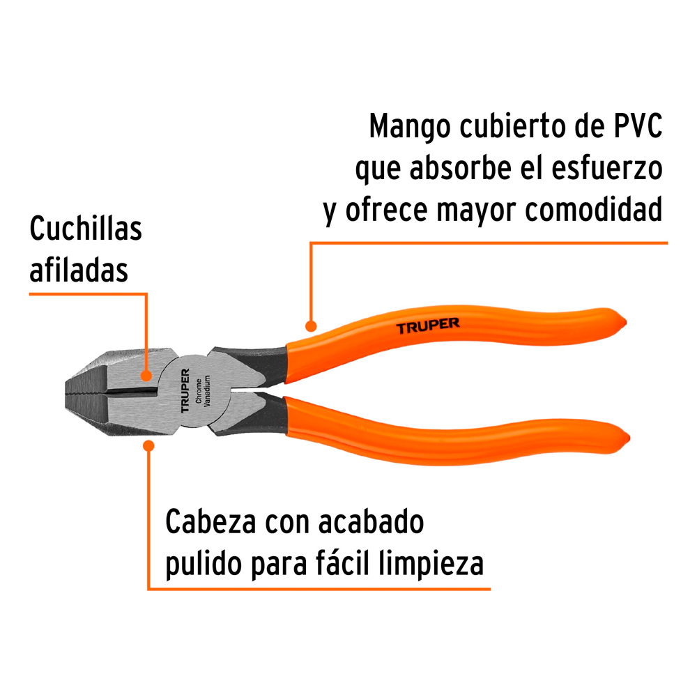 ALICATE UNIVERSAL PROFESIONAL 7' MANGO DE PVC TRUPER - 2