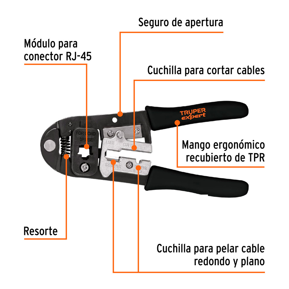 ALICATE PONCHADORA 8' CON 8 CONTACTOS TRUPER - 3