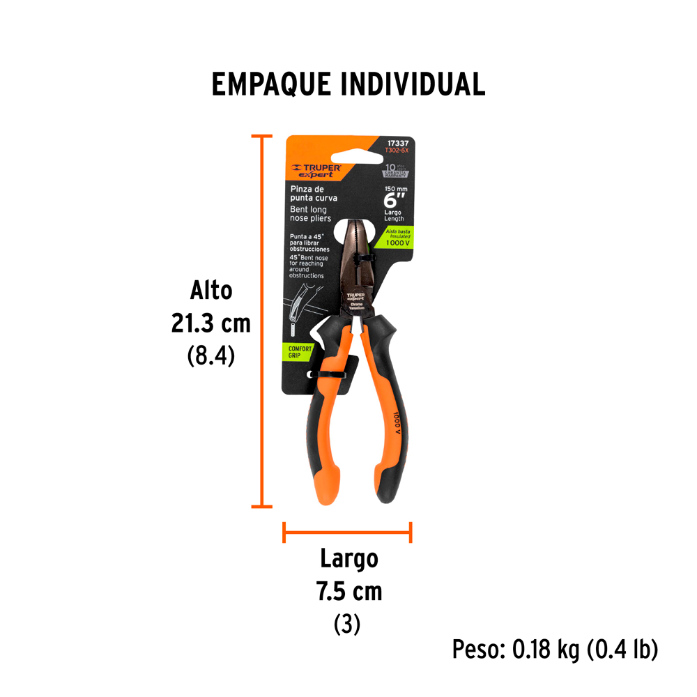 ALICATE DE PUNTA CURVA 6' MANGO COMFORT GRIP TRUPER EXPERT - 5