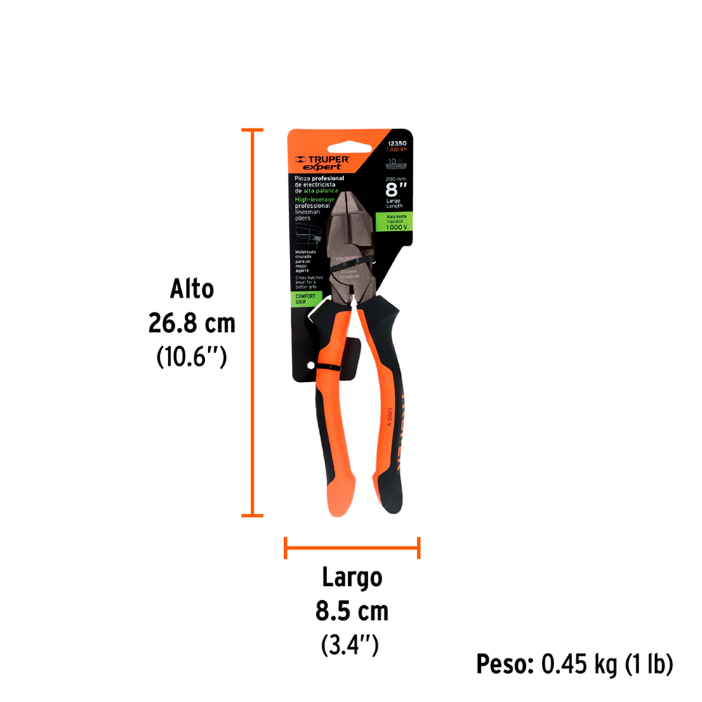 ALICATE UNIVERSAL PROFESIONAL 8' MANGO COMFORT GRIP TRUPER EXPERT - 5