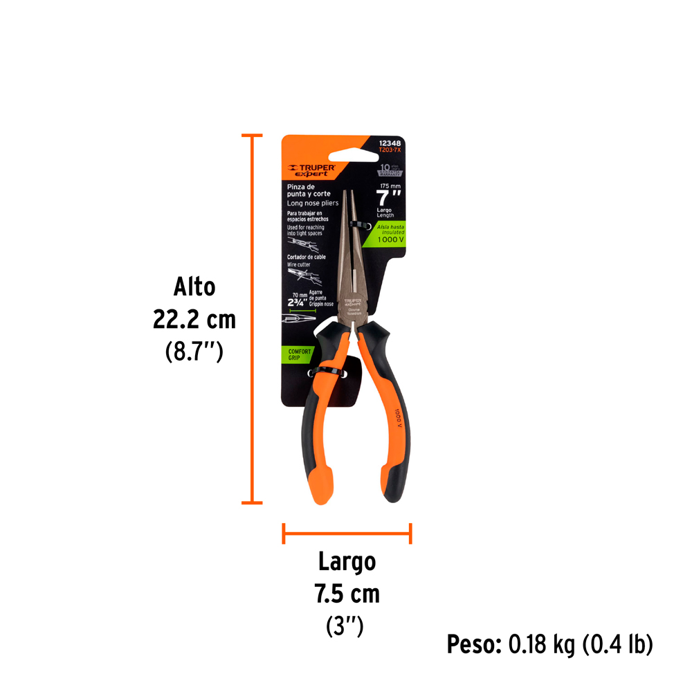 ALICATE DE PUNTA Y CORTE 7' MANGO COMFORT GRIP TRUPER EXPERT - 5
