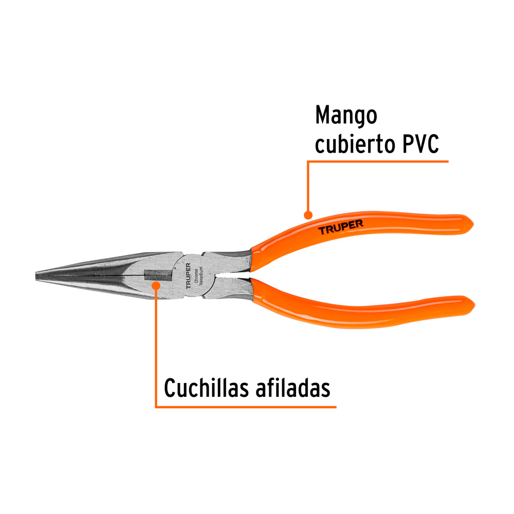 ALICATE DE PUNTA Y CORTE 8' MANGO DE PVC TRUPER - 2