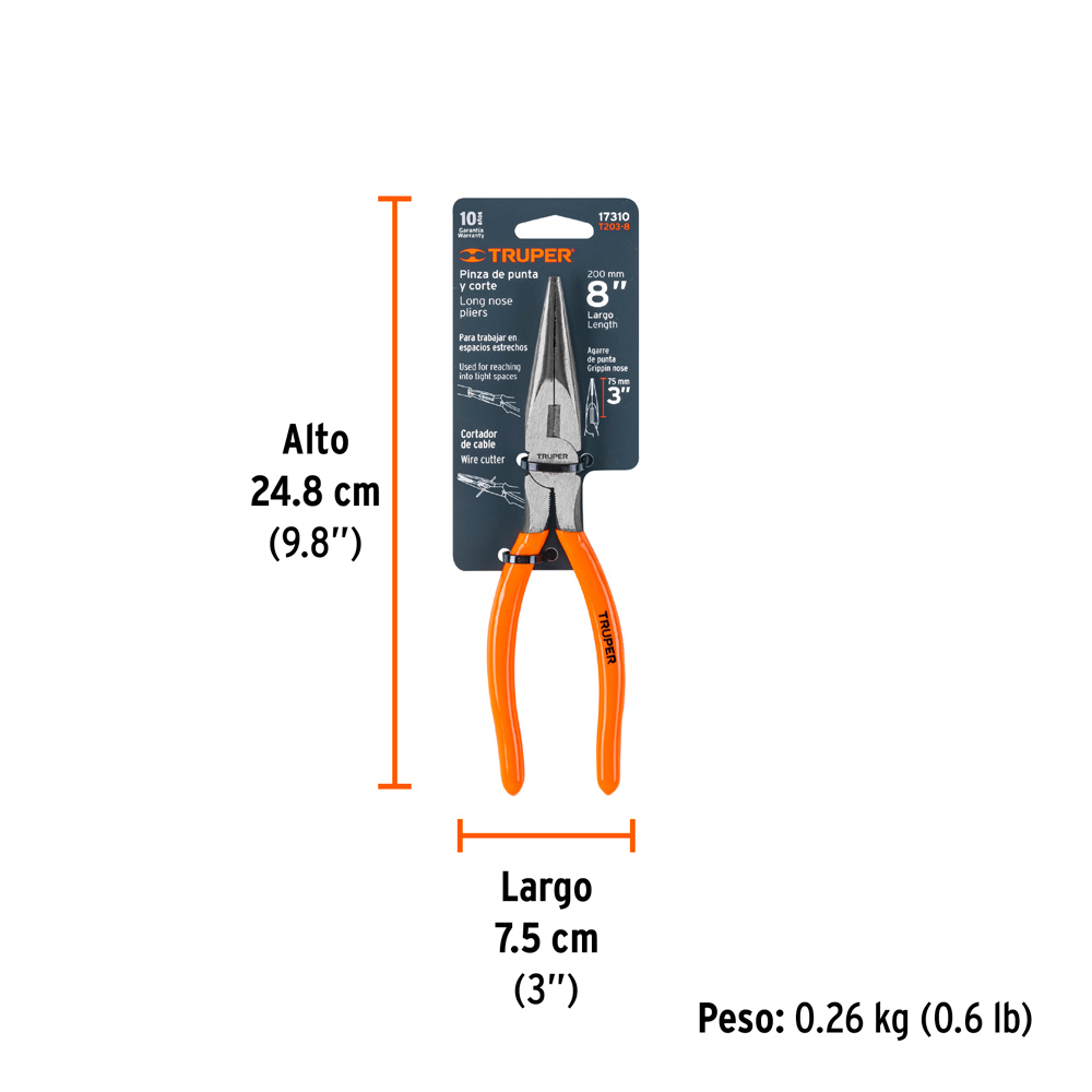 ALICATE DE PUNTA Y CORTE 8' MANGO DE PVC TRUPER - 5
