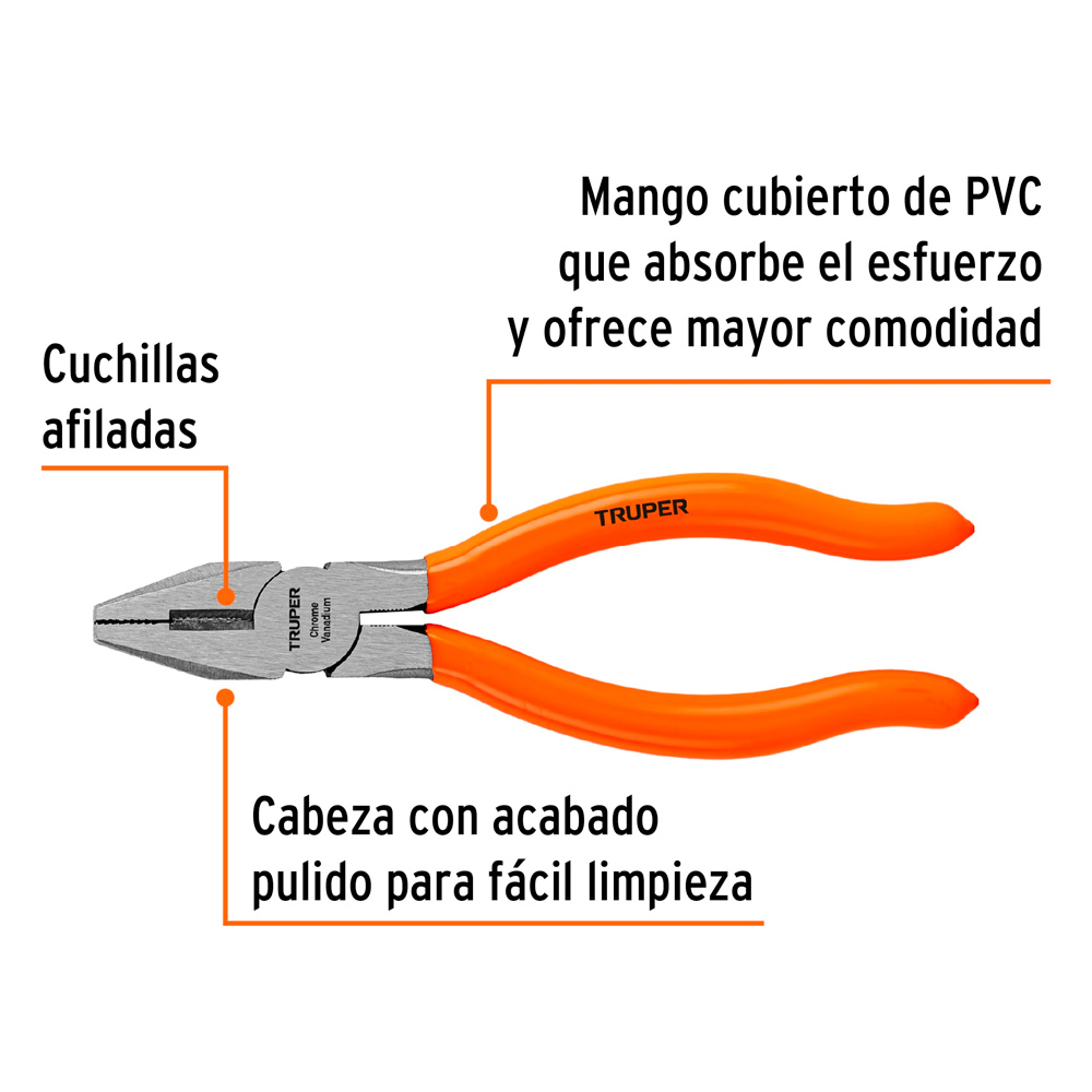 ALICATE UNIVERSAL 6' MANGO DE PVC TRUPER - 2