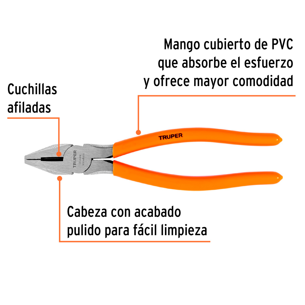 ALICATE UNIVERSAL 9' MANGO DE PVC TRUPER - 2