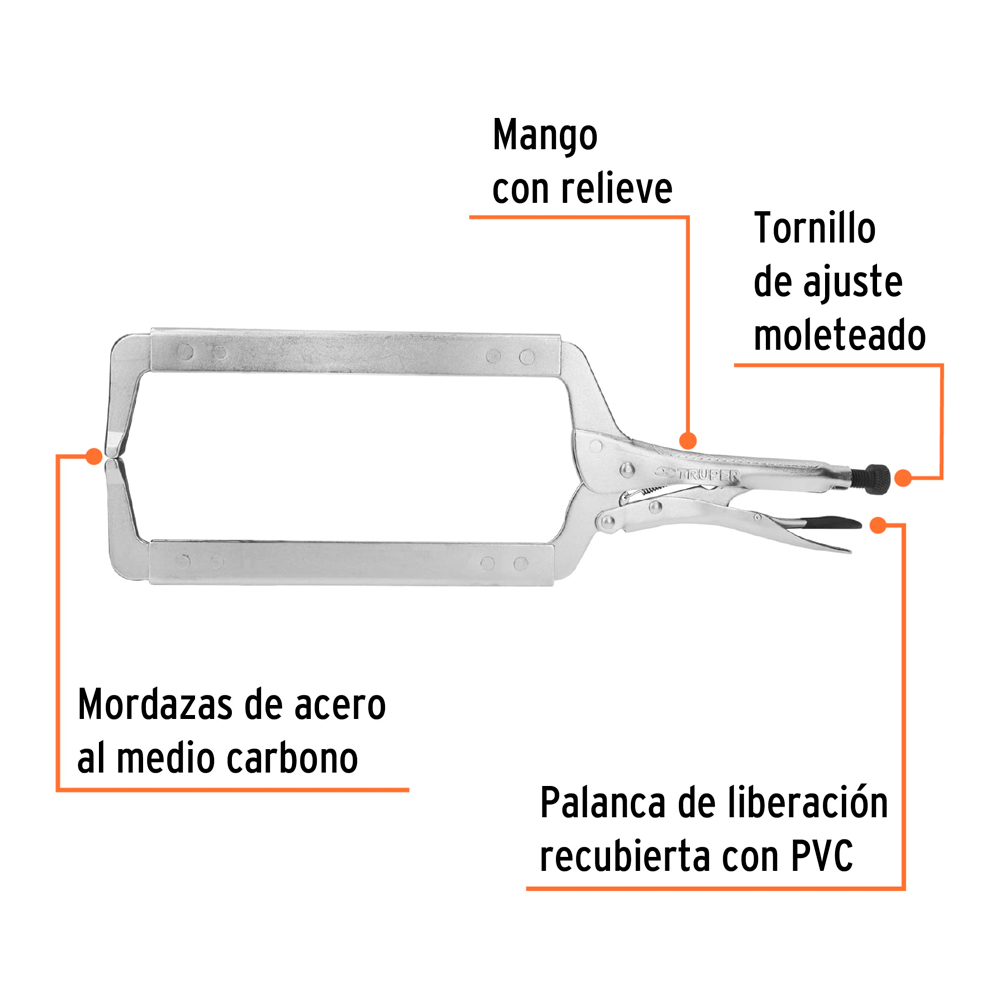 ALICATE DE PRESIÓN 18' TIPO 'C' CON MORDAZA FIJA TRUPER - 2