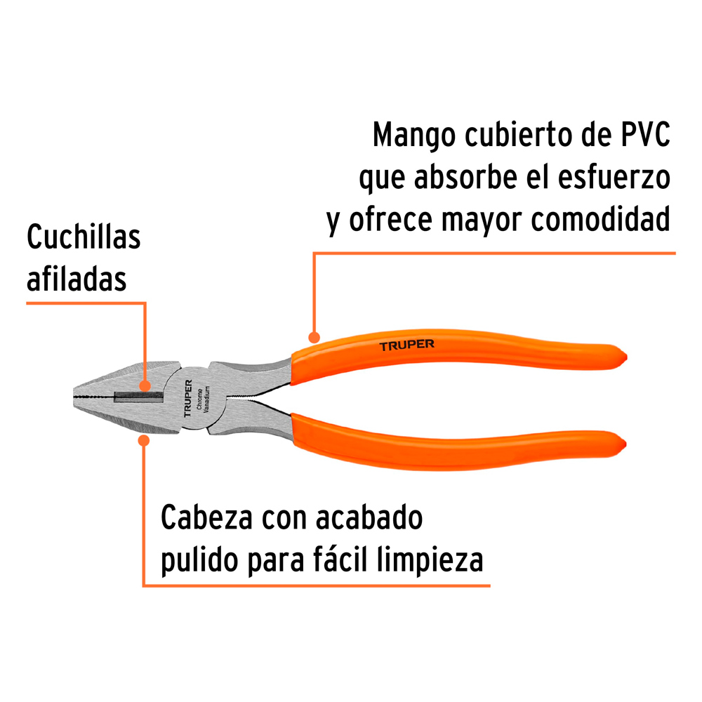 ALICATE UNIVERSAL 8' MANGO DE PVC TRUPER - 2