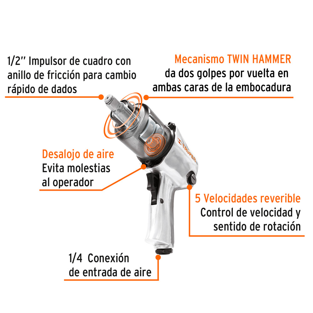 KIT DE LLAVE DE IMPACTO 1/2' IND. CON ESTUCHE PLÁSTICO - 2