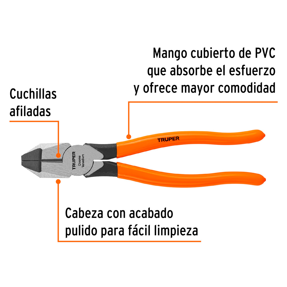 ALICATE UNIVERSAL PROFESIONAL 9' MANGO DE PVC TRUPER - 2
