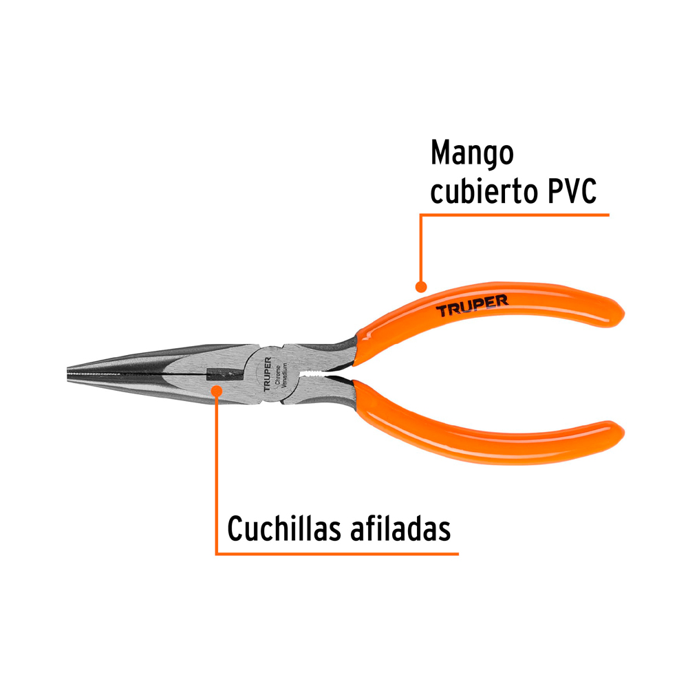 ALICATE DE PUNTA Y CORTE 6' MANGO DE PVC TRUPER - 2