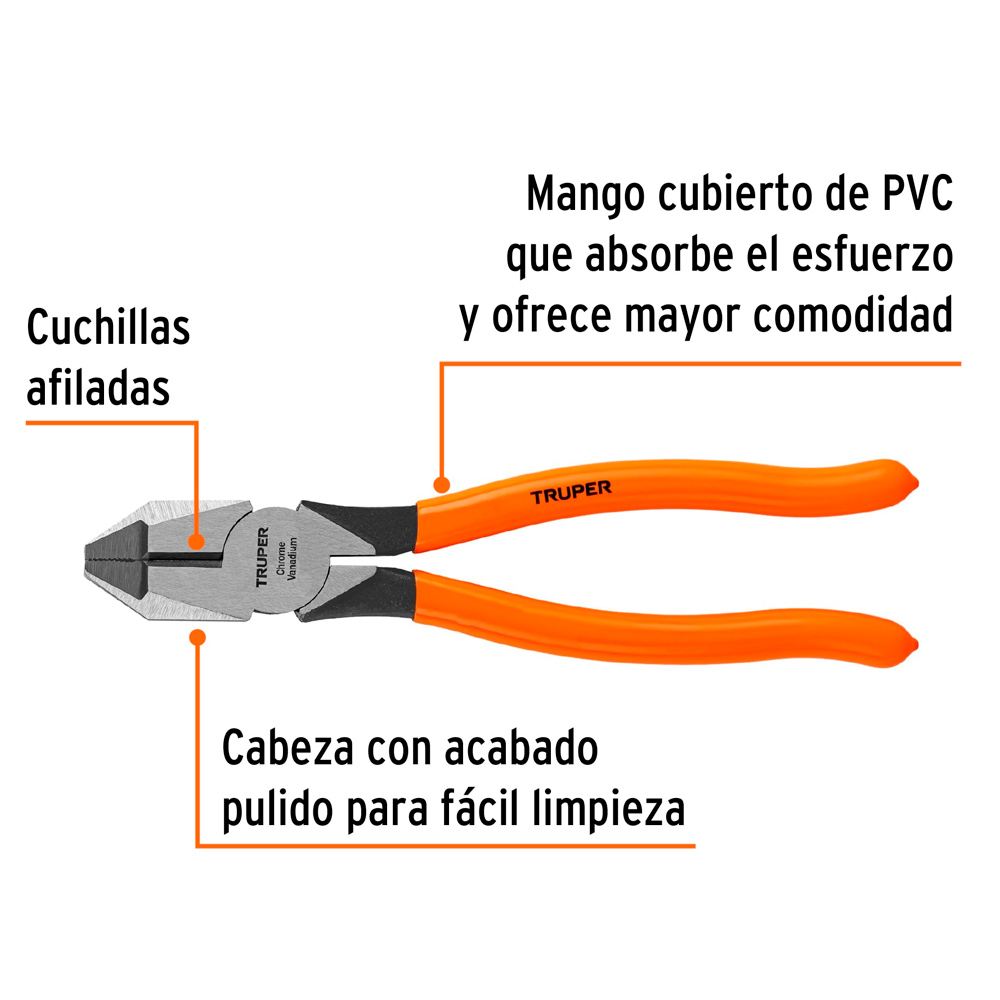 ALICATE UNIVERSAL PROFESIONAL 8' MANGO DE PVC TRUPER - 2