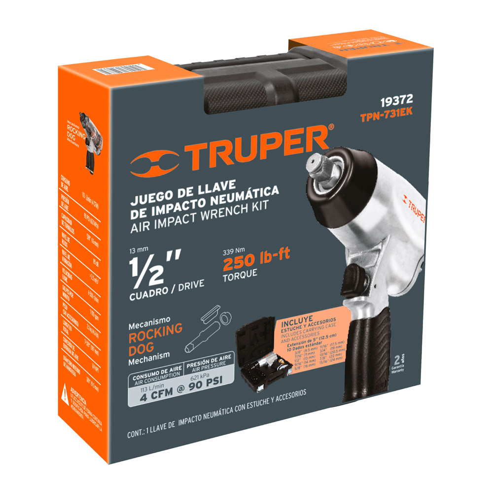 KIT DE LLAVE DE IMPACTO 1/2' CON ESTUCHE PLÁSTICO TRUPER - 6