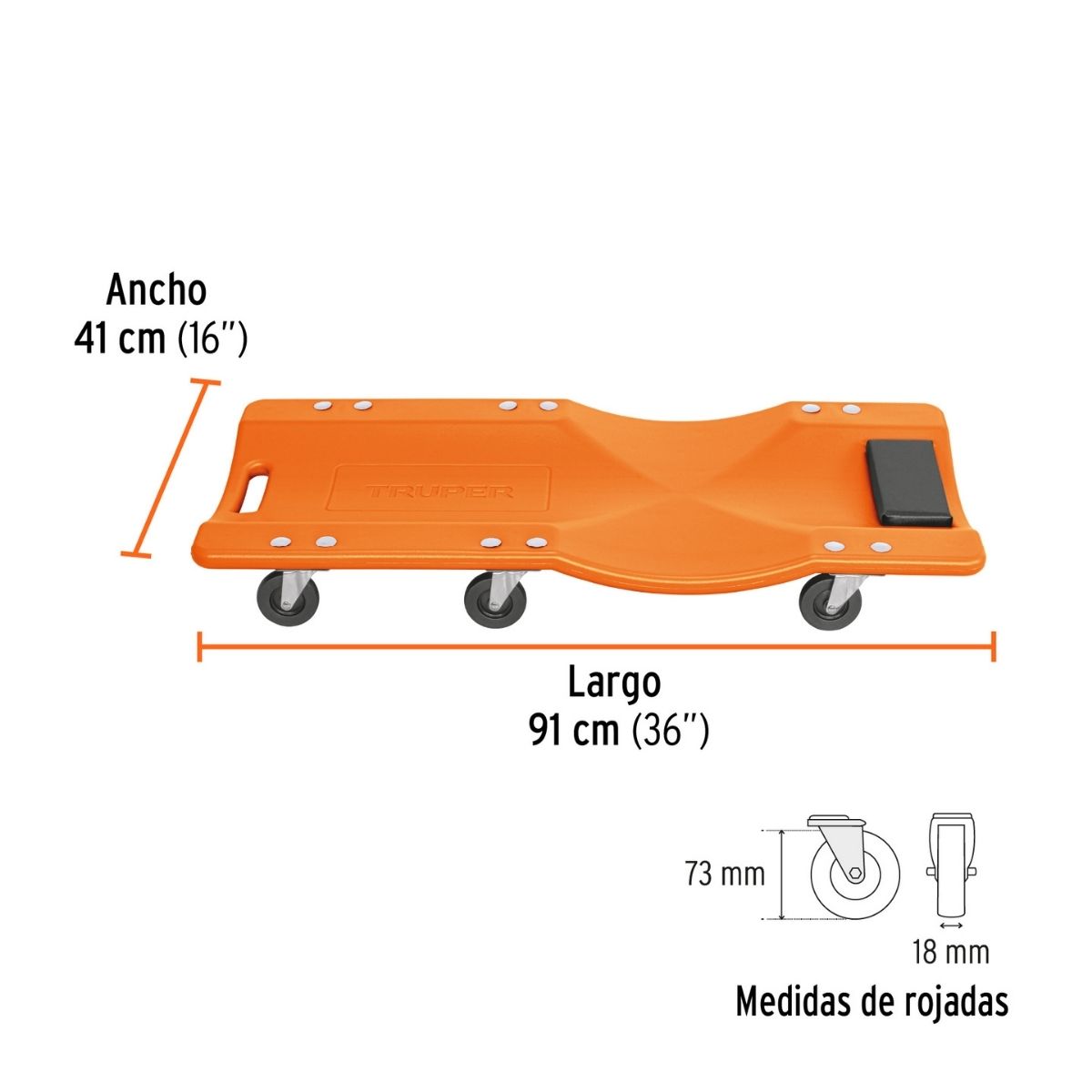 CAMA DE PLÁSTICO 36' PARA MECÁNICO, TRUPER - 2