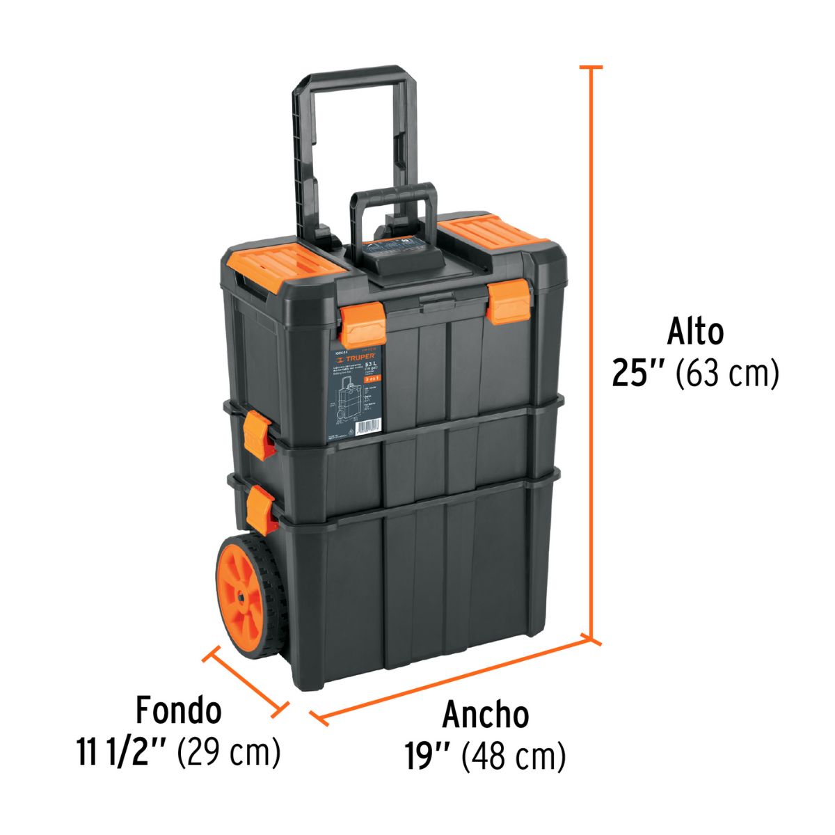 CAJA PARA HERRAMIENTAS 3 EN 1 CON RUEDAS CHP-1925R TRUPER - 3