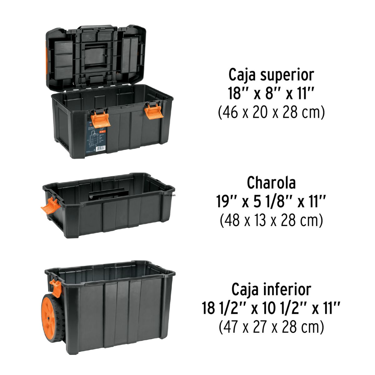CAJA PARA HERRAMIENTAS 3 EN 1 CON RUEDAS CHP-1925R TRUPER - 4